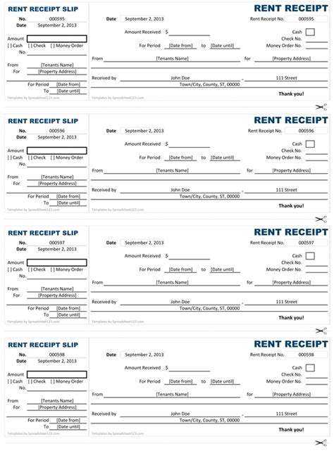 Rent Receipt Free Rent Receipt Template For Excel
