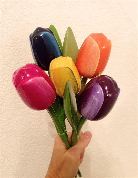 5x Wood Tulips Wooden Tulips 133 34cm Spring Etsy Canada