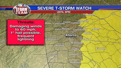 Severe Thunderstorm Watch Issued For Portion Of Georgia