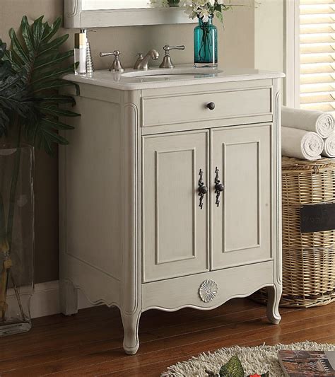 Use a level to check the vanity both horizontally and vertically, and place shims to correct an unevenness. 26" Cottage Style 2 Doors Bathroom Sink Vanity with ...