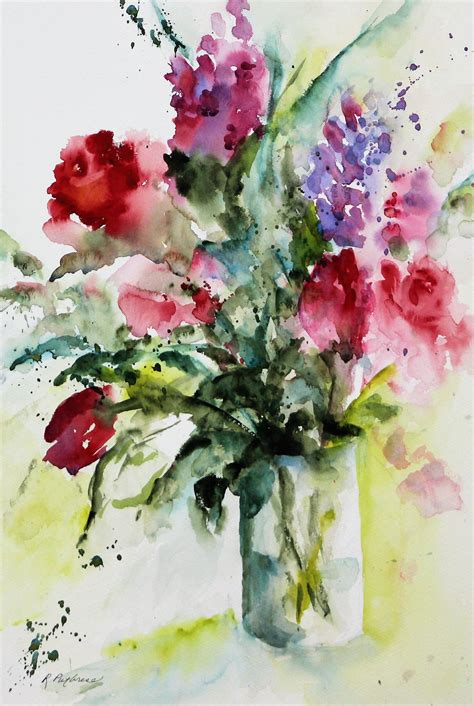 Bouquet Watercolor Painting Mixed Flowers Art Watercolor Flowers