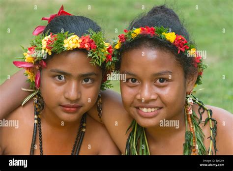 Yapese Girls In Traditional Clothing At Yap Day Festival Yap Island