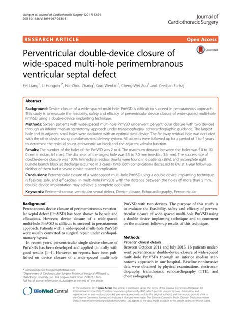 Pdf Perventricular Double Device Closure Of Wide Spaced Multi Hole
