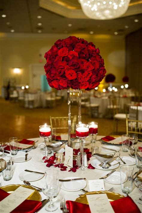 Red Roses Tall Centerpiece Lifes Highlights Red
