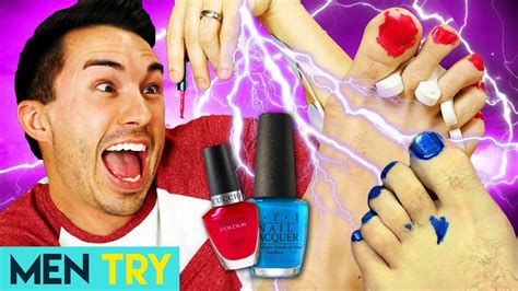 Men Try Painting Their Toenails Electric Shock Challenge Youtube