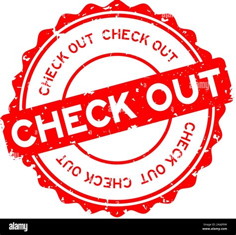 Grunge Red Check Out Word Round Rubber Seal Stamp On White Background