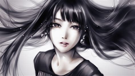 Hintergrundbilder Einfarbig Lange Haare Anime Schwarzes Haar