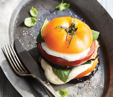 Grilled Eggplant Tomato And Mozzarella Stacks