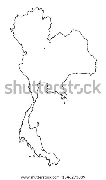 Map Thailand Black Outline On White Stock Illustration Shutterstock