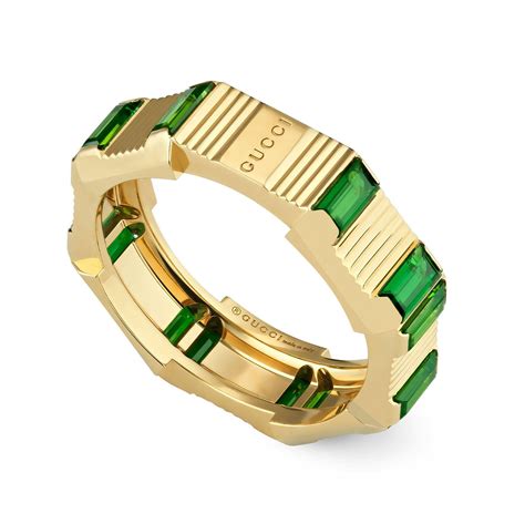 Gucci Link To Love 18ct Yellow Gold Green Tourmaline Ring 0130257