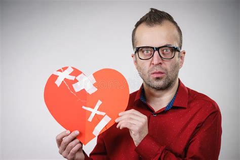 Sad Adult Man Holding Broken Heart Stock Image Image Of Love