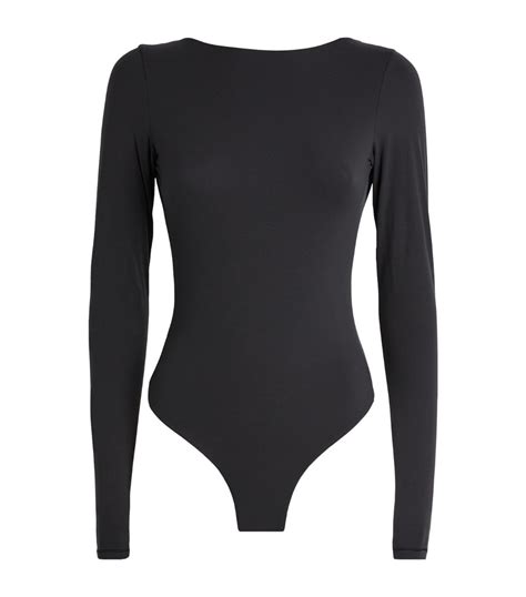 Womens Skims Black Fits Everybody Long Sleeve Bodysuit Harrods Uk