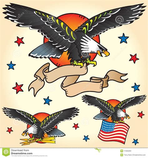 Set Of Eagle Retro Tattoos Stock Photos Image 11055263