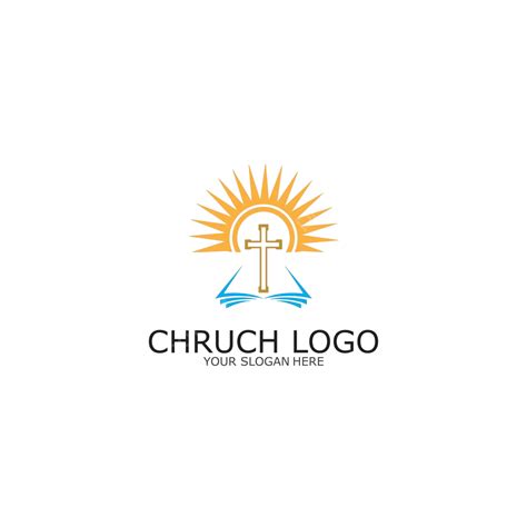 Vector Design Church Logo With Christian Symbols Including The Bible