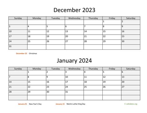 December 2023 And January 2024 Calendar