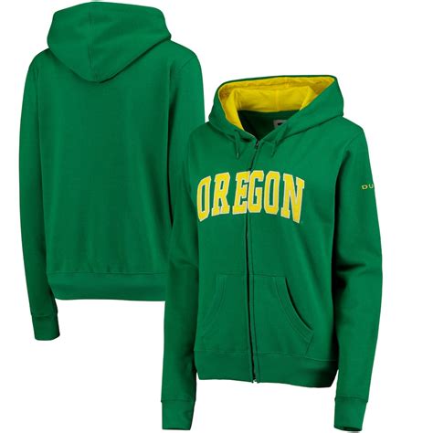 Womens Stadium Athletic Kelly Green Oregon Ducks Arched Name Full Zip