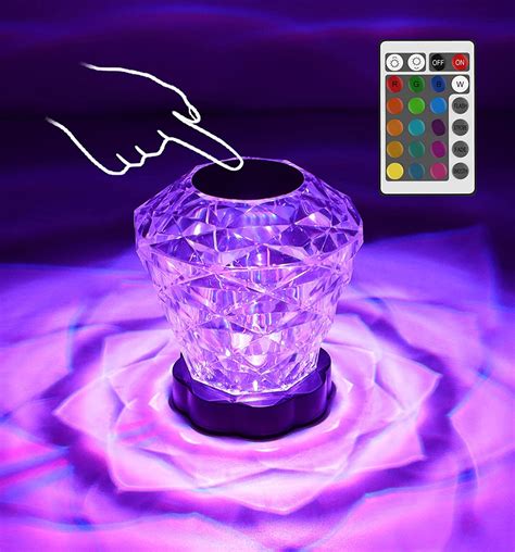 Crystal Lamp Touch Control Crystal Table Lamp With 16 Rgb Colors Led