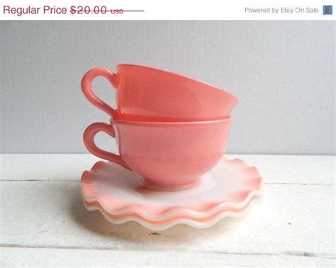 Hazel Atlas Pink Ovide Crinoline Cups And Saucers By Uphome