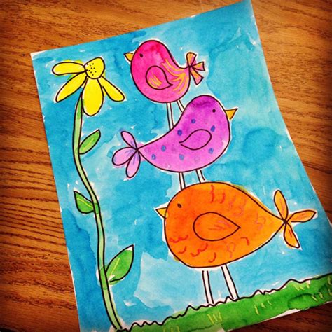 These easy watercolor ideas will help you get started! Little Birdies Watercolor Painting - Art Projects for Kids