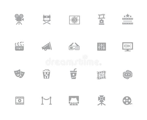 Film Industry And Theater Icons 32 Pixels Icons White Series Stock