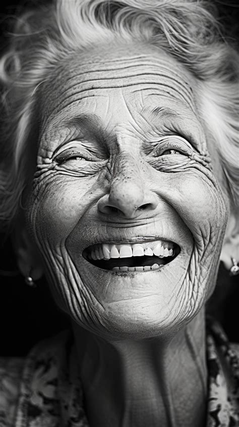 Her eyes crinkle at the corners as she shares a hearty laugh, a