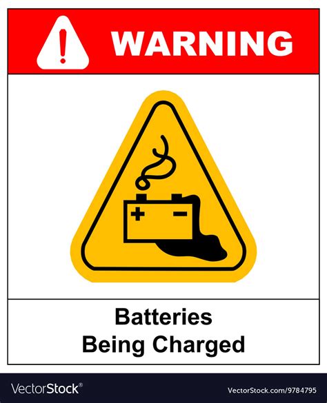 Warning Battery Charging Sign Royalty Free Vector Image