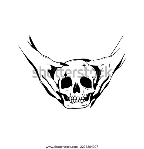 Vector Illustration Hand Holding Skull Stock Vector Royalty Free