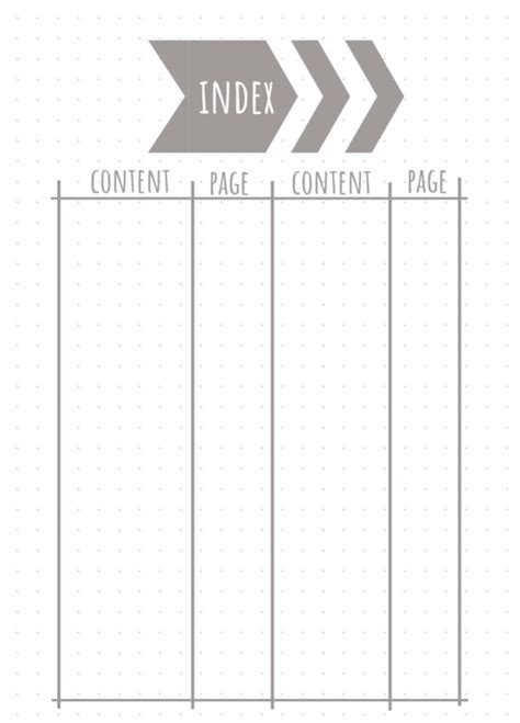 Download the free printable bullet journal pages! Bullet journal index | free printables