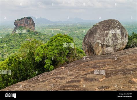 View Of Sigiriya Lion Rock From Nearby Pidurangala Rock Sri Lanka