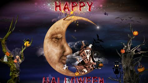 Pumpkins Ghosts Moon Clouds Hd Happy Halloween Wallpapers Hd