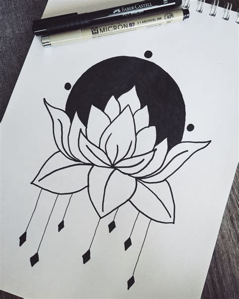 Lotus Flower Drawing Pen Ink Art Ink Pen Art Art Drawings Simple