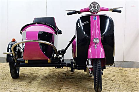 1966 Black And Pink Vespa 150 Scooter With Sidecar Home