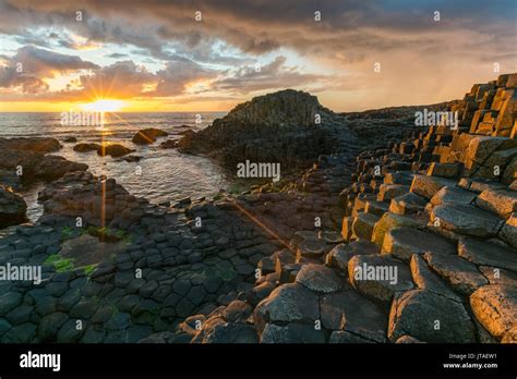 Giants Causeway At Sunset Unesco World Heritage Site County Antrim
