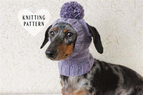 Knitting Pattern Mini Dachshund Dog Hat Small Dog Hat Knitted Dog