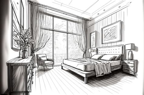 Premium Ai Image Abstract Bedroom Interior Design Sketch