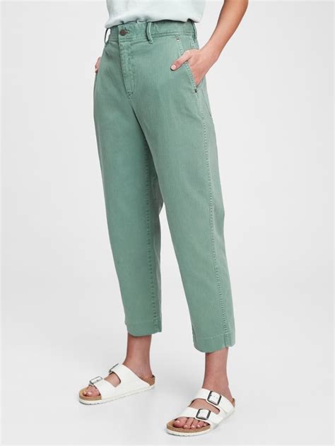 Gap High Rise Barrel Khaki Pants Green Pants For Women Job Clothes