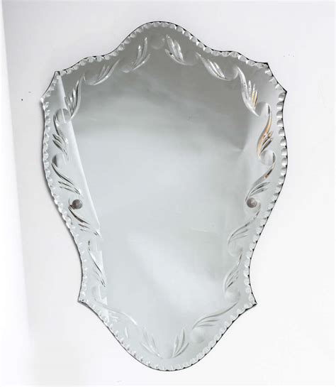 Pie Crust Bevelled Shield Form Mirror At 1stdibs