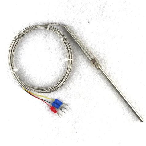 pt100 probe 2m rtd cable stainless probe 100mm 3 wires temperature sensor 50~ 400 c for