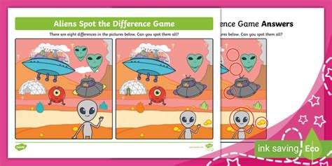 Aliens Spot The Difference Game Teacher Made