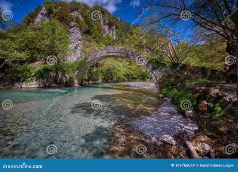 Old Stone Bridge In Klidonia Zagori Epirus Greece Stock Image