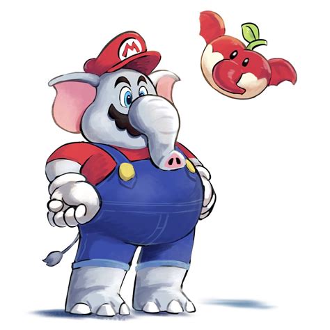 Mario And Elephant Mario Mario And 1 More Drawn By Yamari6363