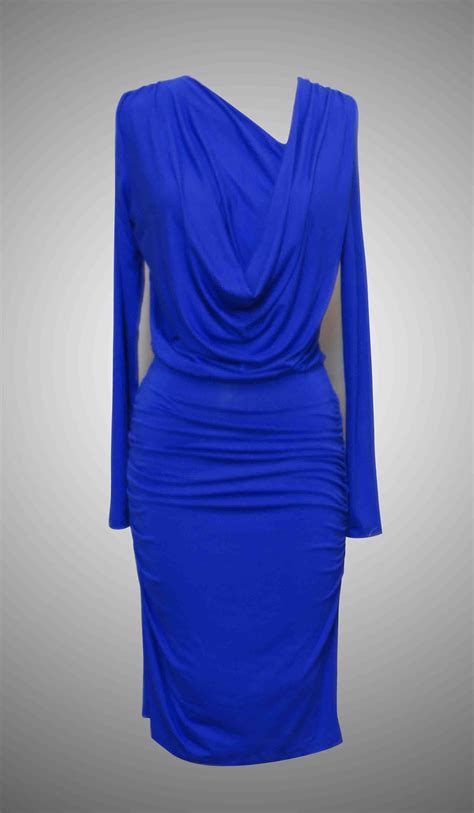 Draped Long Sleeve Dress In Cobalt Blue Pretty Outfits Long Sleeve