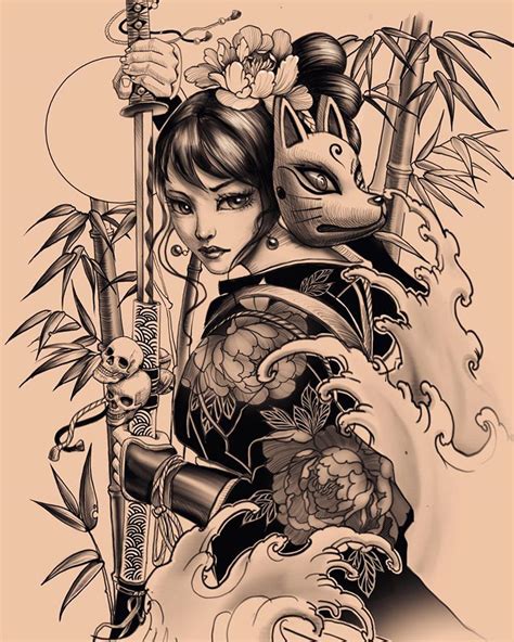 Female Samurai Warrior Tattoos