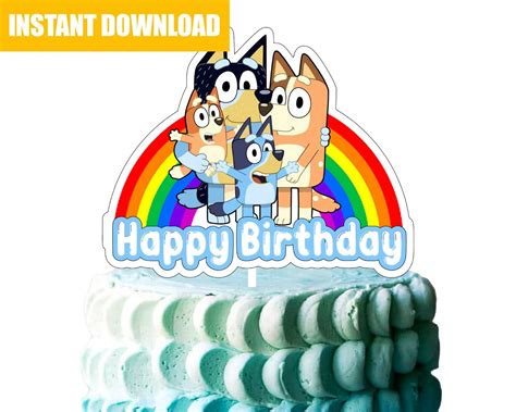 Printable Bluey Cake Topper Birthday Party Bluey Cake Etsy Free Printable