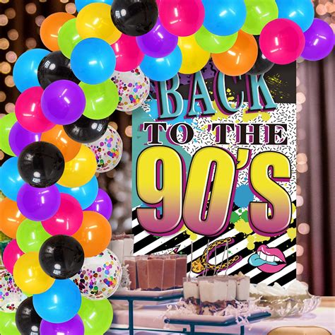 90s 80s 70s 60s 50s Themed Party Decorations Balloons Garland 115pcs