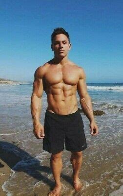 Shirtless Male Muscular Beach Jock Bare Foot Hunks Beefcake Photo X