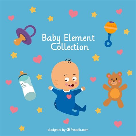 Free Vector Baby Elements Set In Flat Style