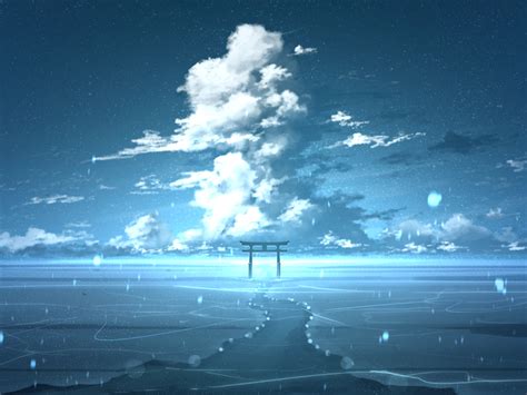 1600x1200 Cloudy Landscape Digital Anime Art 1600x1200 Resolution