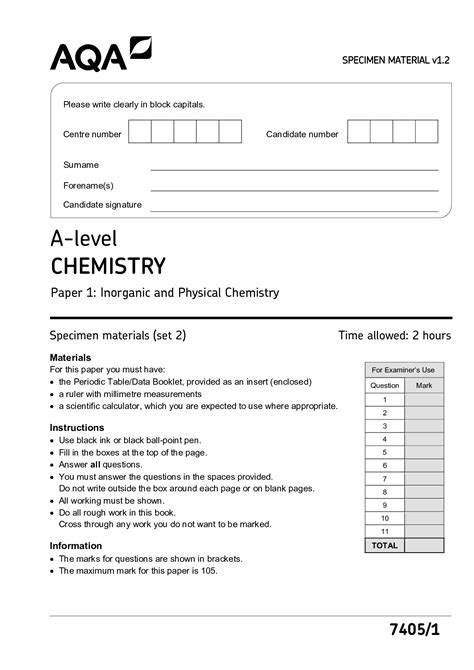 Aqa Gcse Chemistry Higher Tier Paper Qp
