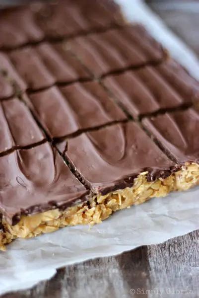 Chocolate Topped Peanut Butter Oatmeal Bar No Bake Recipe The